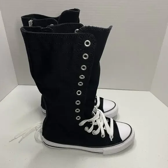 Converse Kids Size 1 Shoes NEW Knee High Chuck Taylor All Star XHi Black Zip Up