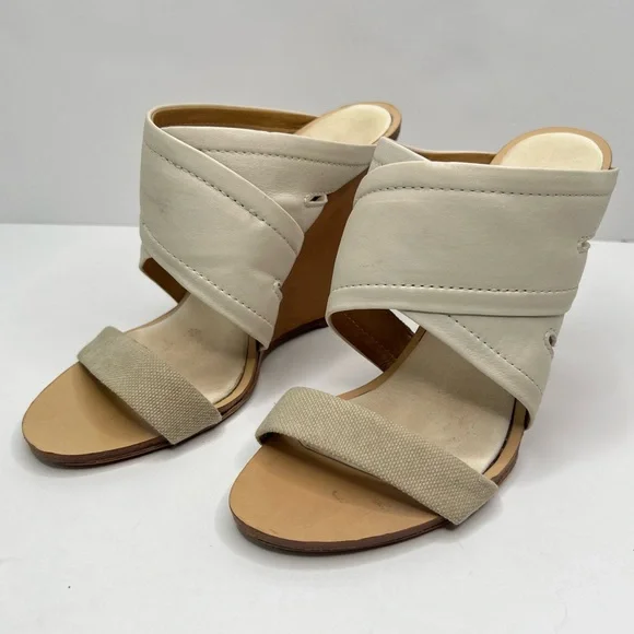 Rag & bone Shaw Wedge Sandals in Cream Size Leather Size 38.5