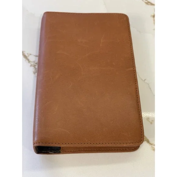 Vtg Rolodex Planner Brown Leather R0320 Calendar Address Tabs‎ Pockets 1996 7.5