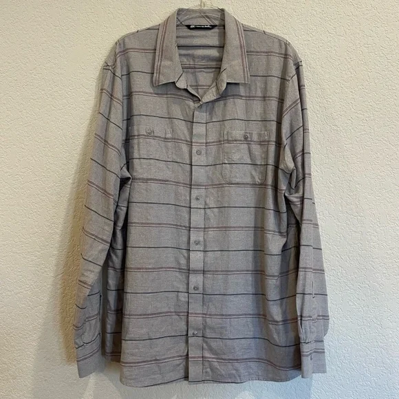 Travis Mathew Cloud Flannel Striped 100% Button Up - Incredibly Soft