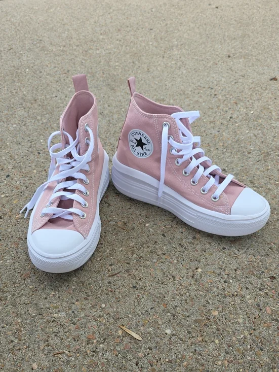 Converse All Star Pink Rose Canvas Platform High Top Sneakers Size 5