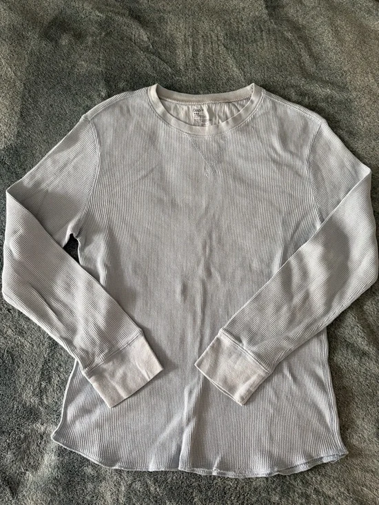 Men's‎ Gap 100% Cotton Baby Blue Waffle Knit Long Sleeve Top Size Medium