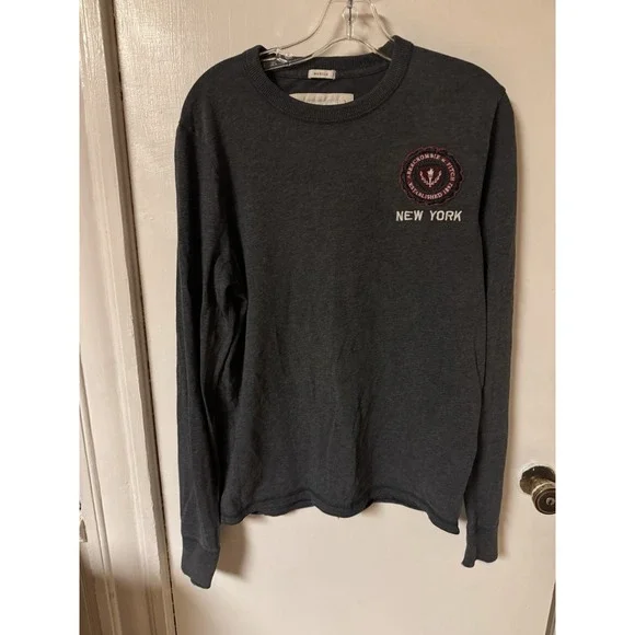 Abercrombie Fitch New York Logo Sweat‎ Muscle Fit Pullover Men's Size L Gray Y2K