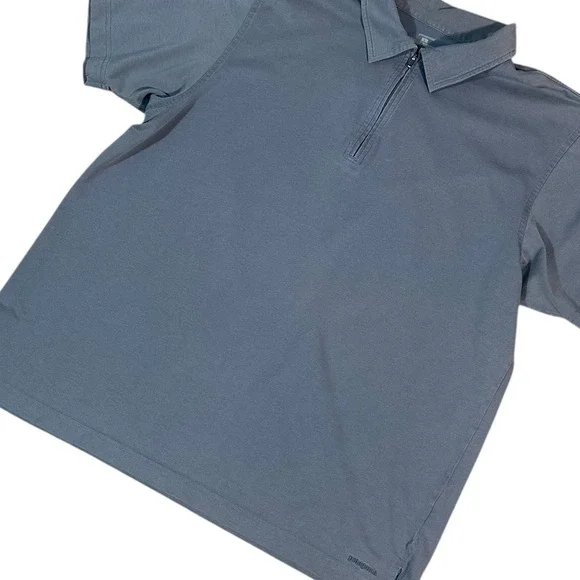 Patagonia Quarter Zip Polo Mens‎ Large Blue Gray Organic Cotton Blend
