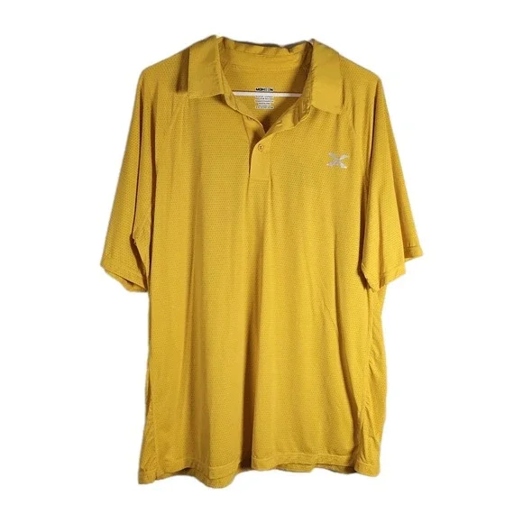 NWT Men's Med Yellow Cool Dri UPF 50+‎ Short Sleeves Polo Shirt Breathable Golf