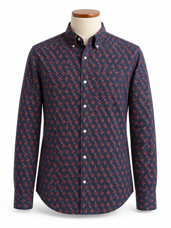 J.Crew Slim Untucked Floral Button Front Shirt XL Organic Cotton Stretch