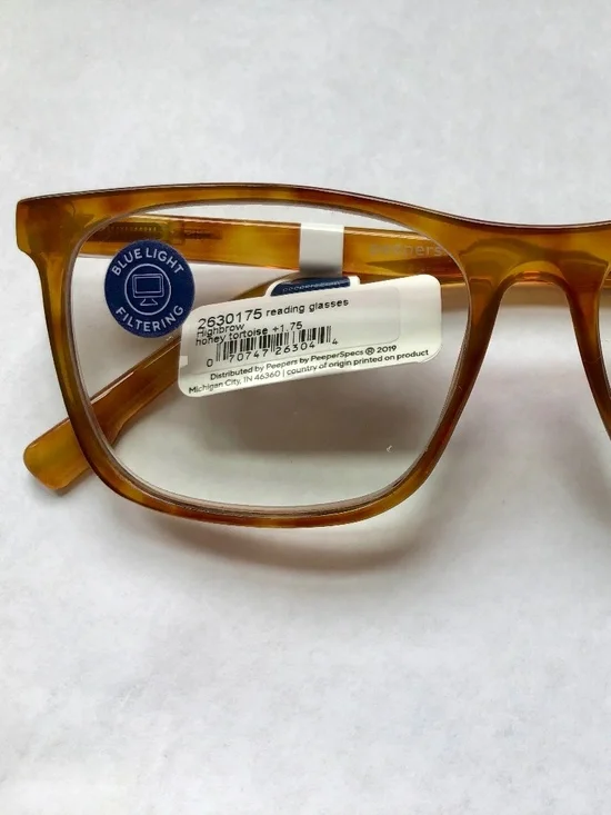 New Honey Tortoise Peepers Blue Light Filtering Reading Glasses +1.75