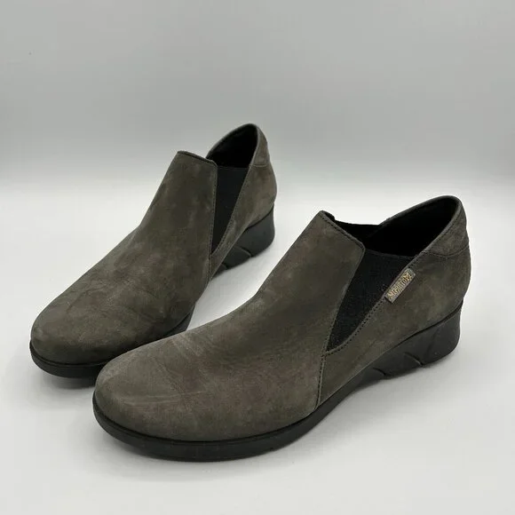 Mephisto Shoes 7.5 Gray Suede Wedge Loafers Low Booties *No insoles*