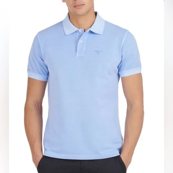 Barbour Washed Sports Polo Shirt Light Blue‎ Men’s Size Large