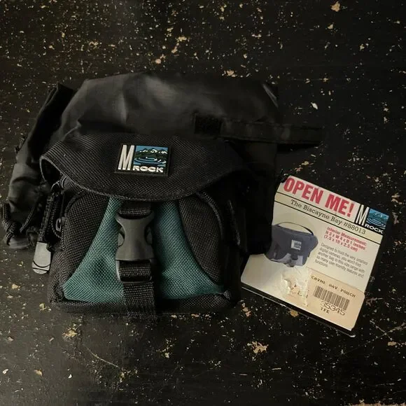 M Rock Small Camera Bag Case Black Canvas Zip Pockets w/ Strap