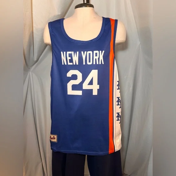 New York Mets #24 Jersey Tank Top Men’s LG Blue Orange MLB BDA Sports