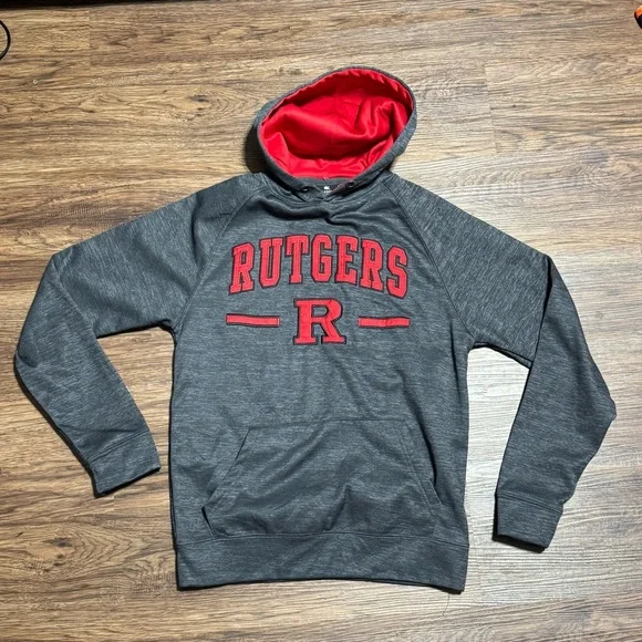 FCF Rutgers University Embroidered Colosseum‎ Hoodie Red & Gray Men’s L Pullover