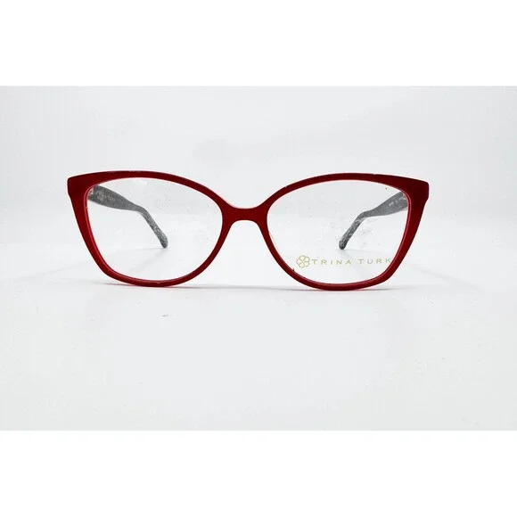 Trina Turk Eyeglasses Womens Red Cat Eye Frames 52-16-135