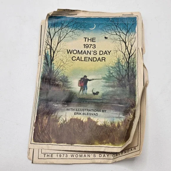 Vintage 1973 Woman's Day Calendar Erik Blegvad‎ Illustrations Bible Verses Retro