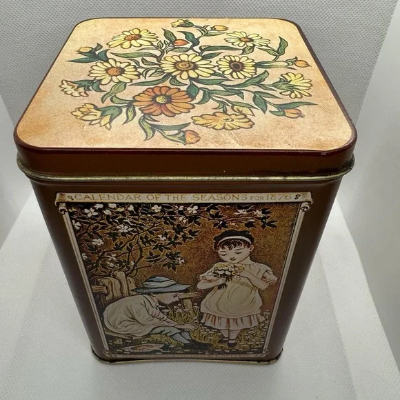 Vintage Marcus Ward & Co Calendar of Seasons 1876 Sewing Tin‎ London & Belfast