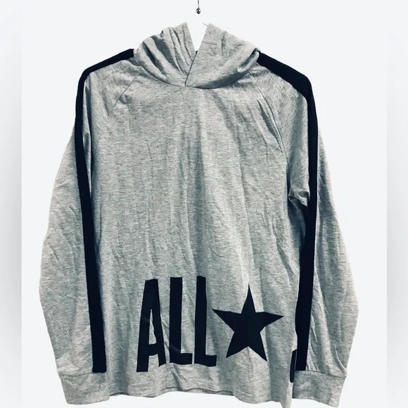 Converse All Star Cotton Long Sleeve Shirt with Hood Heather Gray Boys Size XL