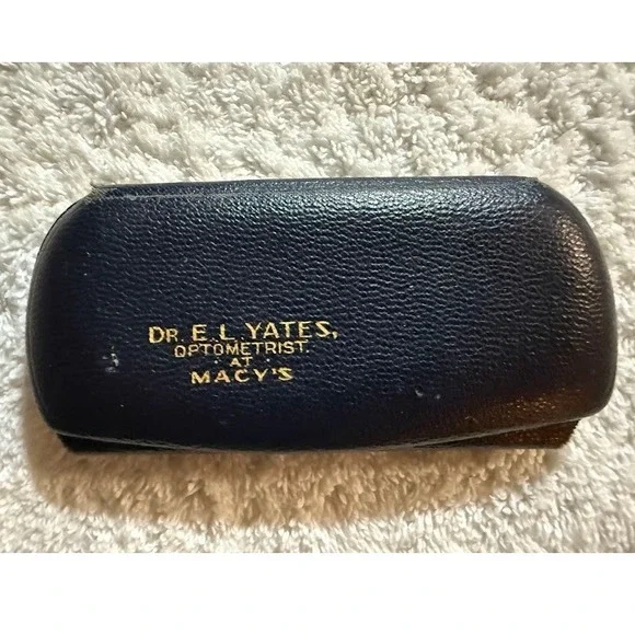 Vintage Dr‎ EL Yates Optometrist Macys Eyeglasses Case Round Glasses Frames Only