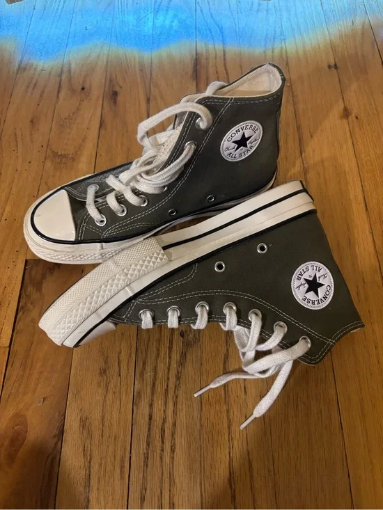 Converse Kids High Top Sneakers in Olive Green with White Accents