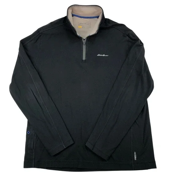 Eddie‎ Bauer Travex 1/4 Zip Pullover FREEDRY Long Sleeve Black Mens Large Active