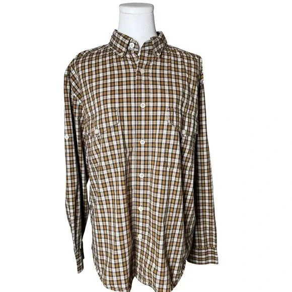 Woolrich‎ Plaid Flannel Shirt Mens Brown Outdoor Hiking Workwear M