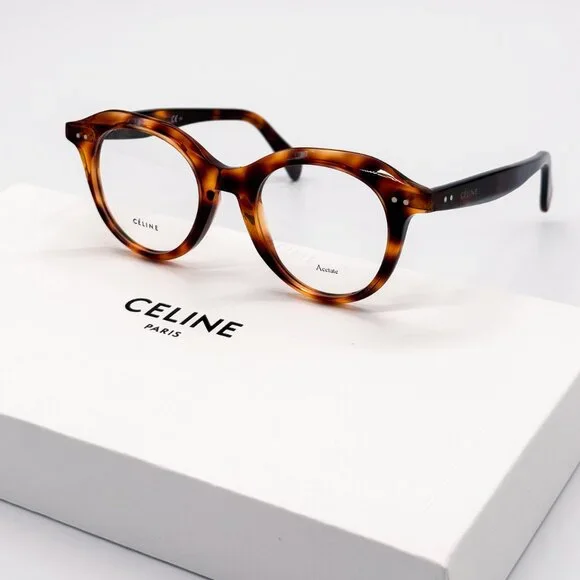 NEW CELINE CL41458 086 EYEGLASSES WOMEN HAVANA ROUND EYEWEAR CELINE