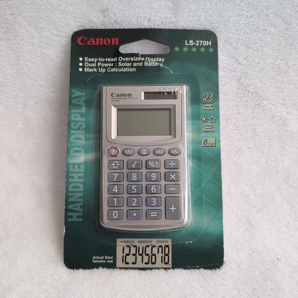 Canon LS-270H Handheld Calculator Solar Battery 8-Digit Large Display Open Box