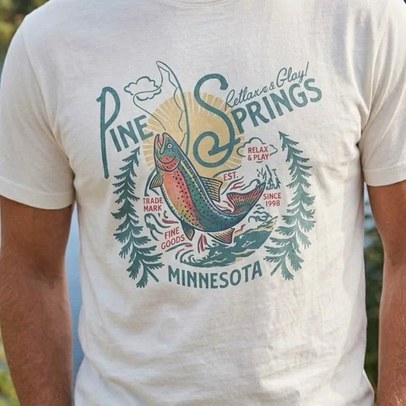 Goodfellow & Co Cream T-Shirt with Multicolor Pine Springs Graphic