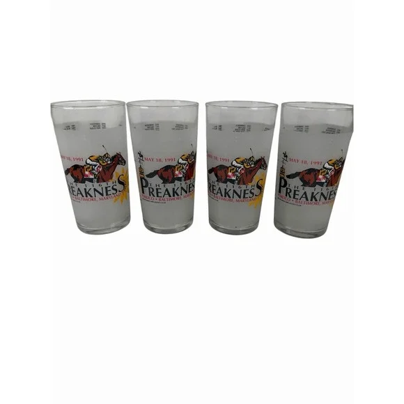 Vintage 116th Official Preakness Stakes Glasses, 1991, Pimlico, Baltimore, 12oz