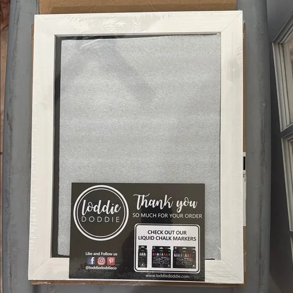 White Framed Magnetic Chalkboard