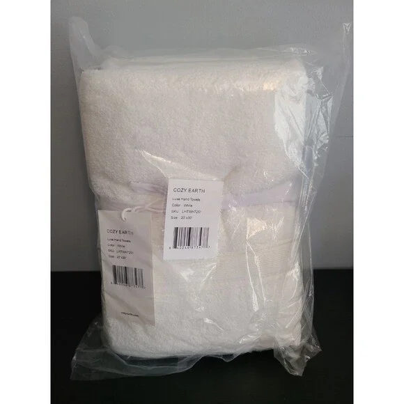 NWT Cozy Earth Luxe Hand Towels White (SET OF 2) 20