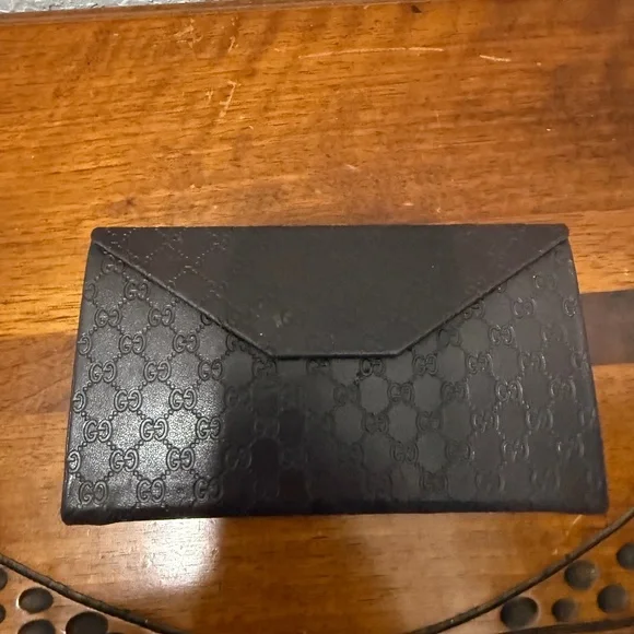 GUCCI‎ Sunglasses Foldable Folding Case (TriFold) Brown Faux Leather Authentic