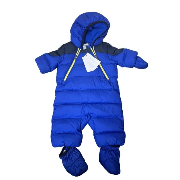 Ralph Lauren‎ Snowsuit Baby 3M Blue Hooded Bunting Suit Mittens Booties Warm