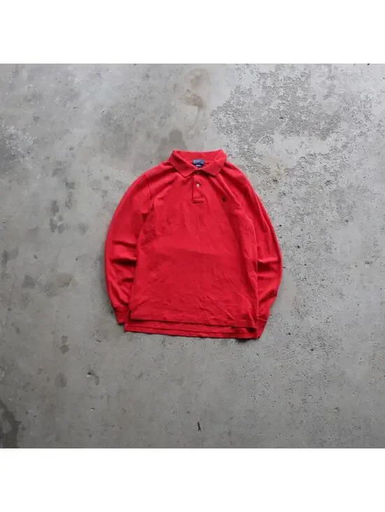 Vintage Polo Ralph Lauren Youth Large Red Long Sleeve Polo Shirt Classic