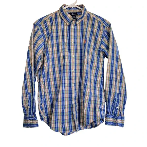 Ralph Lauren Plaid Button Down Long Sleeve Shirt Preppy Casual L(16/18)‎