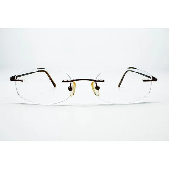 Brooks Brothers Eyeglasses Mens Brown Titanium Rimless BB369T 49-19-135