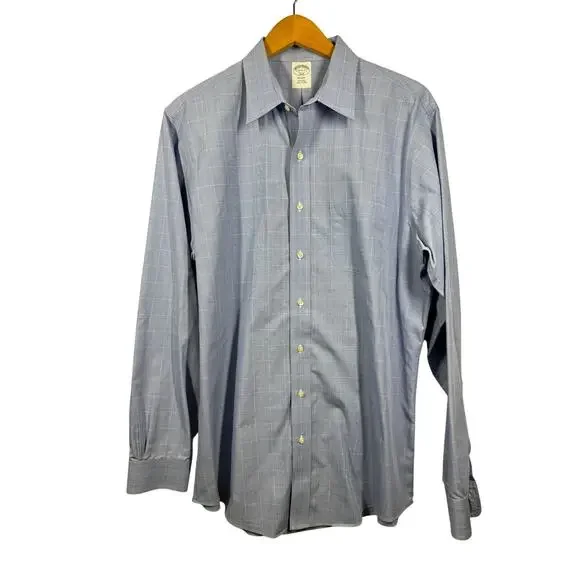 Men's Brooks Brothers Blue Plaid Button Down Shirt Size XL‎