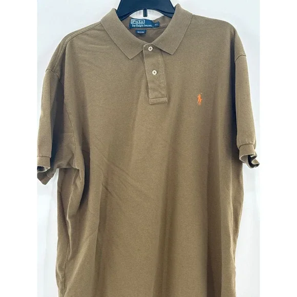 Polo Ralph Lauren Mens XL Brown Pique Cotton Short Sleeve‎ Pony Logo Polo Shirt