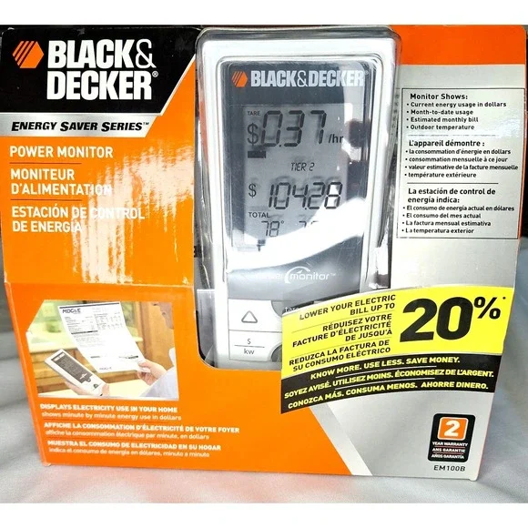 New Black & Decker Energy Saver Series EM100B Power Monitor LCD Display 2008
