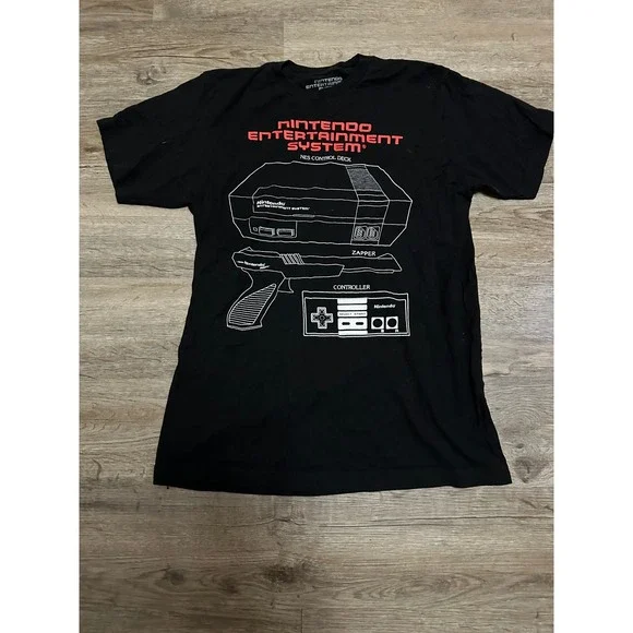 Nintendo‎ Entertainment System NES Console Zapper Graphic T-Shirt Mens M Black