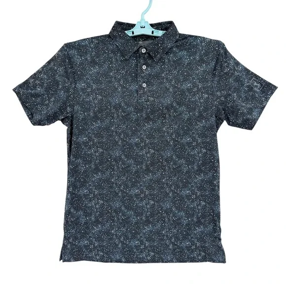 PGA Tour Pro Series Men's Black Blue Speckled Golf Polo Shirt Sz S Athletic NWOT