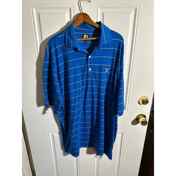 Foot Joy Mens Polo Shirt FJ Blue White Striped