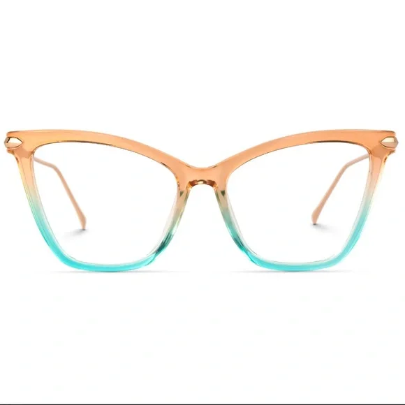 ZEELOOL-5.00 Prescription Ombré Mint Green>Peach Fashion Glasses