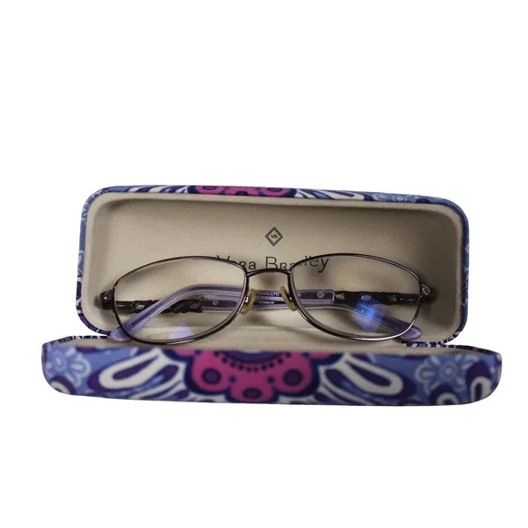 Vera Bradley Maya Titanium Eyeglass Frames Lilac Tapestry 56-17-140 with‎ Case