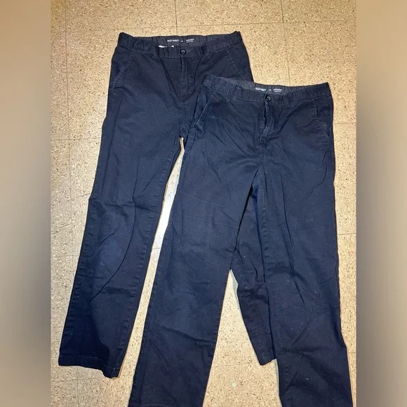 Lot 2 Old Navy Girls‎ Flex Straight Denim Jeans Black Stretch Adj Waist Pants 14