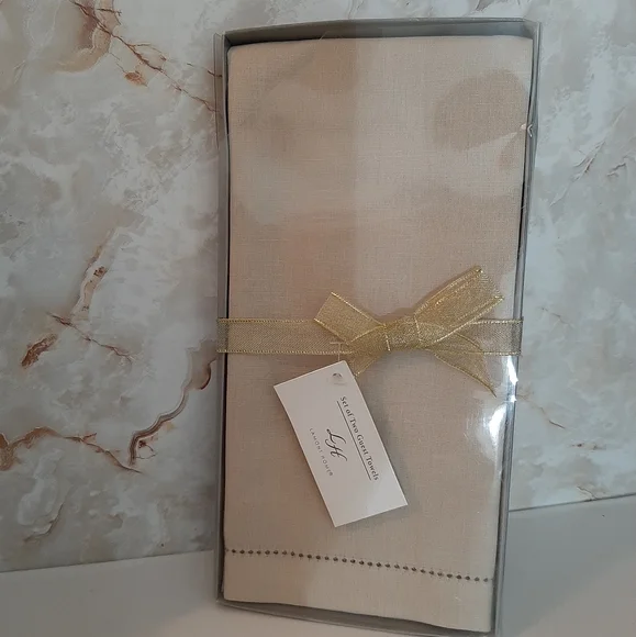 **Lamont Home Guest Towel Set Linen Cotton Blend Natural