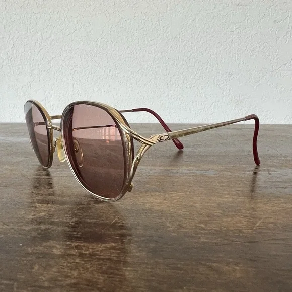 VTG CHRISTIAN DIOR 2942 OVERSIZED GOLDTONE & RED‎ FRAME PRESCRIPTION SUNGLASSES