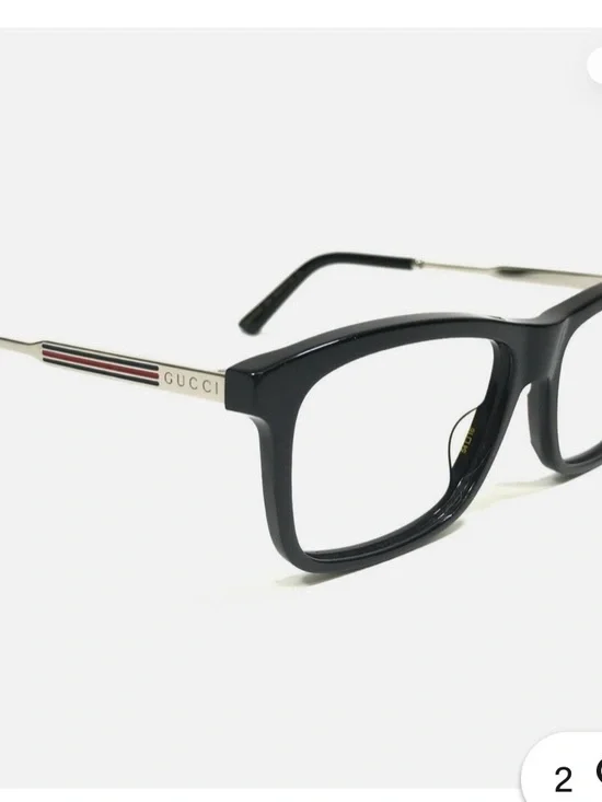 Gucci Eyeglasses Frames GG 003020 0Z 54x16x150 Black w/ Silver Red Green Striped