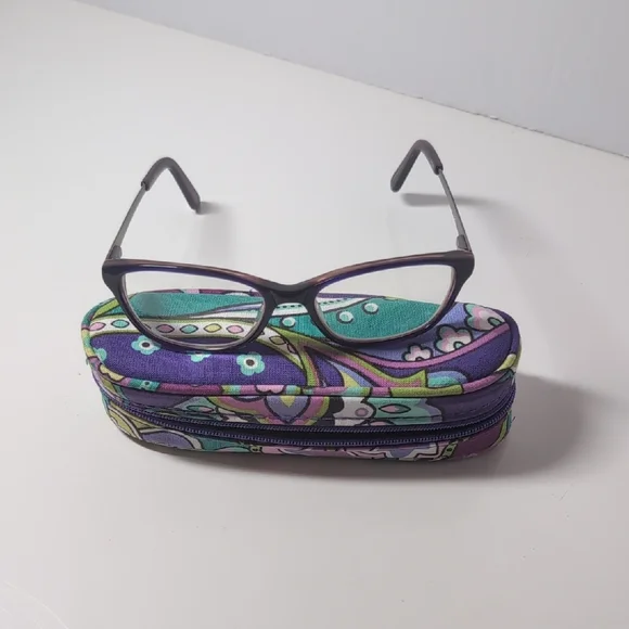 Vera Bradley Purple Glasses with Patterned Case