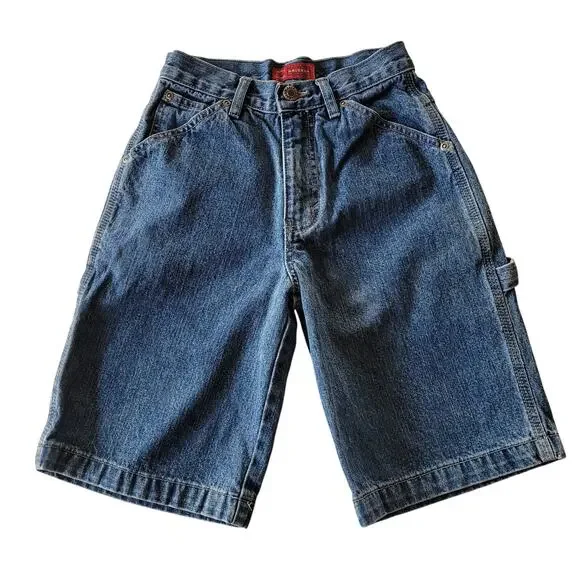 Arizona Boys Denim Cargo Shorts Size 10 Slim Medium Wash Y2K Skater
