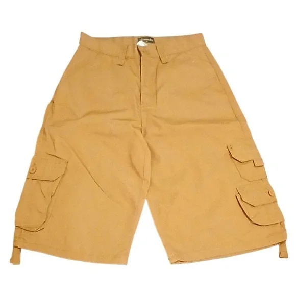 Cargo Shorts Youth Size 18 Tan Khaki Utility Multi Pocket Casual Jeanetix Boys
